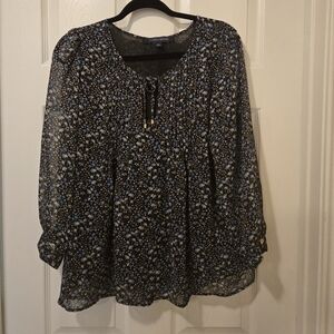 Tommy Hilfiger Black and Blue Floral Blouse